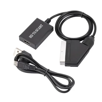 HDMI-suderinamas su Scart Laidu Nešiojamų 720P / 1080P Vaizdo Garso Adapteris Keitiklis, Laidas Laidai su USB Laidu HD TV, DVD Linijos