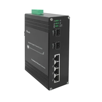 Hereta Pramonės PoE Gigabit Ethernet Switch Nevaldomas 4 Prievadų 10/100/1000Mbps RJ45 ir 2SFP Fiber Optic Network Switches