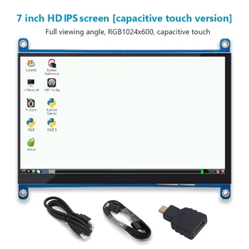 IPS 7Inch Ekrano AIDA64 LCD Ekranas 1024x600 Jutikliniu Ekranu už Aviečių Pi 4 3B+/ PC/Bananų/ Monitorius su HDMI suderinamų