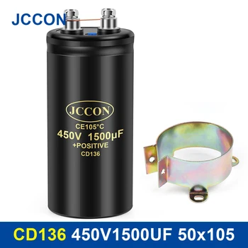 JCCON Varžtas Elektrolitinius Kondensatorius 450V1500UF 50x105mm CD136 Varžtas Kondensatoriai CE105℃ Originalus &visiškai Naujas Su Laikikliu 2000Hours