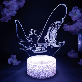 Jūros Ežero Kranto Žvejybos 3D Iliuzija naktinė lempa Kietas Kalėdos Gimtadienio Dovana Tėvo Brolis, Miegamasis, Studijų Kambaryje Stalo Apdailos