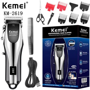 Kemei Km-2619 Karšto Pardavimo USB Įkrovimo kieto Kūno Profesinės Vyrų Barzdos Žoliapjovės Elektrinės Hair Clipper