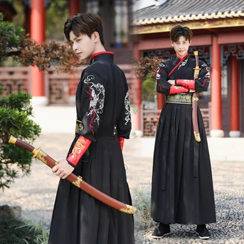 Kinų Stiliaus Tradicinių ilgomis Rankovėmis Hanfu Vyrų Senovės Kostiumas Kariai Assassin Guard Kovos Menų Veiklos Kostiumas