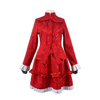 Kostum Cosplay Rumah Bayangan Anime Kate Emilico Seragam Lolita Wanita Rok Atasan Merah Pesta Helovinas Setelan Pakaian Pelayan