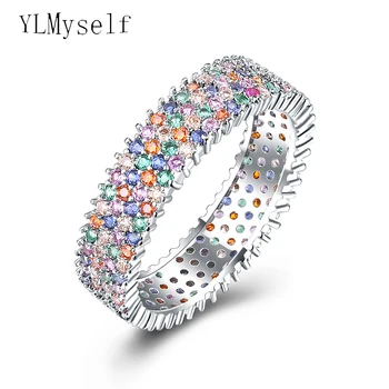 Labai gražus žiedas įvairių spalvų kristalų, papuošalų greitas laivas puikios kokybės mados jewery gražių spalvingų žiedų