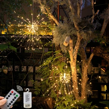 LED Fejerverkų Šviesos 120/200LEDs Vandeniui Sodo Puošmena Lauko Atostogų Šviesos Lempos Navidad naujieji Metai, Kalėdiniai Papuošalai
