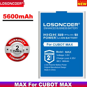 LOSONCOER MAX 5600mAh Išmaniųjų Telefonų Baterijas CUBOT MAX Bateriją+Greitas Atvykti