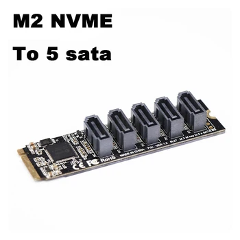 M2 SATA3 plėtros kortelę M. 2 NVME į SATA3.0 solid-state hard disk adapteris kortelė 5-port JMB585