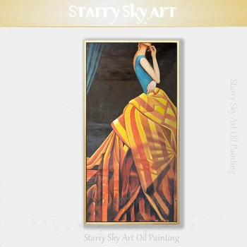 Mados Dizaino Menininkas Rankomis dažyti Gražus Sienos Meno Lady Suknelė Naftos Tapyba ant Drobės Pop Dailės Paveikslas Naftos Tapyba