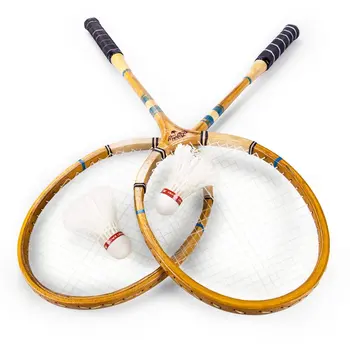 Mediniai Badmintono Rinkinys, Klasikinis Lauko Vejos Už Kieme, Šeimoje , yra 2 Medžio masyvo Raketės ir Premium Plunksnų Shuttlecock