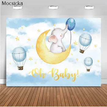 Mocsicka Oh Baby Dangaus Fone Balionas Fone Apdailos Stilius Baby Shower Nuotrauka Fone Fotografijos Reklama