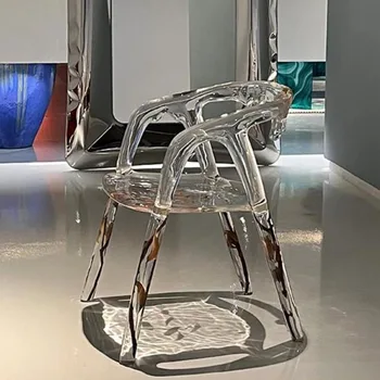 Modernaus Stiliaus Valgomojo Kėdės, Mobiliojo Prabangos Balta Skaidri Patogios Kėdės Poilsio Fotelis Sillas De Comedor Namų Apyvokos Daiktai