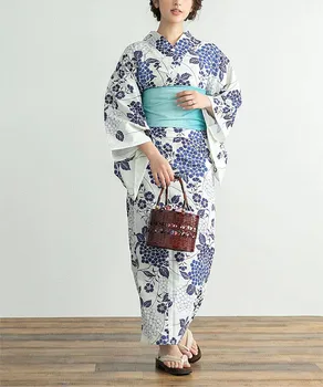 Moterys, Japonijos Tradicinių Kimono su Obi Užkemša Medvilnės Retro Spaudinių Oficialų Yukata Cosplay Kostiumų Kelionių Fotografija Suknelė 4pcs