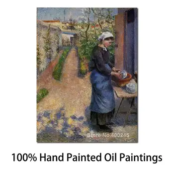 Naftos Paveikslai Camille Pissarro Jauna Moteris, Skalbimo Plokštės Rankomis Dažyti Meno Reprodukcijai, Aukštos Kokybės