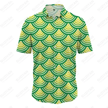 Nauja Havajų Paplūdimyje Harajuku vyriški Marškiniai 3D Atspausdintas Žalios spalvos Gėlių trumpomis Rankovėmis T-shirt Vasaros Atostogų Stiliaus Vieno krūtinėmis Viršų