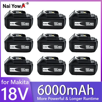 Nauja Makita 18V Baterijas 6000mAh Įkrovimo Galia Įrankiai Baterija su LED Li-ion Pakeitimo LXT BL1860B BL1860 BL1850