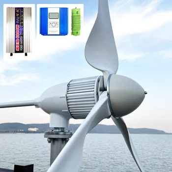 Nauja Patobulinta Ir Daugiau Galingas 5KW 6KW Horizontalios Vėjo Turbina, vėjo malūnas Pristatomos Iš lenkijos Sandėlyje Mažas Greitis, Mažai Triukšmo