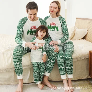 Nauja Siunta Kalėdų Žalia Spausdinti Sleepwear Šeimos Atitikimo Pižama Nustatyti Suaugusiųjų, Vaikų, Kūdikių Pjs Jumpsuit Drabužiai