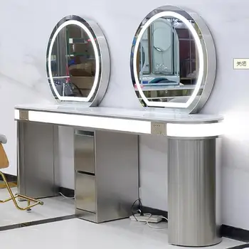 Naujas bevielio įkrovimo veidrodžio stovėti plaukų salonas specialios karšto dažytos nerūdijančio plieno imitacija marmuro lentelė šukuosenų parduotuvė