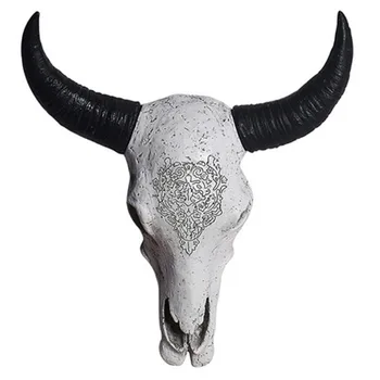 Naujas Long Horn Karvės Kaukolė Galva Sienos Kabo Dekoro 3D Gyvūnų Gyvūnijos Dervos Skulptūra Figūrėlės Amatų Ragai Namų Papuošalas