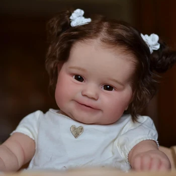 NPK 24inch Jau Baigtas Dažytos Lėlės Reborn Bamblys Baby Girl Maddie 3D Odos su Ranka Šaknys Rudos Plaukų Lėlės