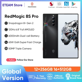 Nubija Redmagic 8s Pro Pasaulinė Versija 5G 6.8 colių 120Hz AMOLED Snapdragon 8 Gen 2 Octa Core 65W super greitai įkrauti NFC