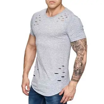 NĖRA.2 A1085 Skylę kankina t marškinėliai vyrams trumpomis rankovėmis t-shirt fitneso vasaros drabužius vyrams juokinga, kietas marškinėlius streetwear slim viršūnės