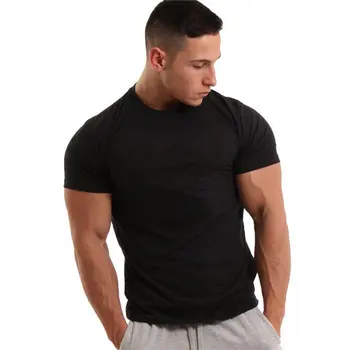 NĖRA.2 A1187 Vyrams trumpomis rankovėmis juoda Kieta medžiaga, Medvilnės marškinėliai sporto Salės, Fitneso, Kultūrizmo Treniruotės t shirts Vyrų Vasaros Atsitiktinis
