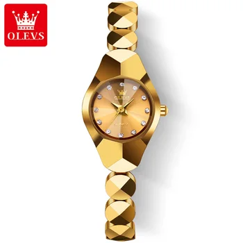 OLEVS Moterų Laikrodžiai Paprasta Mados Originalus Laikrodis Rombas, Veidrodis Diamond Skalėje Volframo Plieno Žiūrėti Ponios Vandeniui