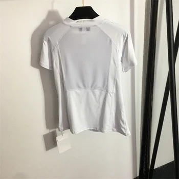 Pavasario/Vasaros 2023 naują half-užtrauktukas stand-up trumparankoviai sporto marškinėliai moterims t-shirt balta ir juoda
