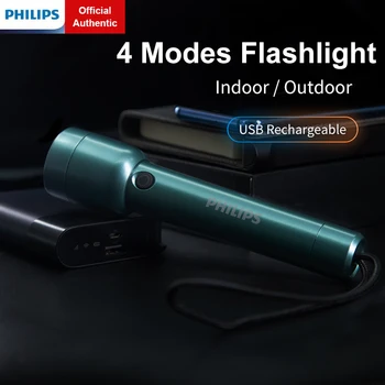 Philips SFL1236G 400 Liumenų Nešiojamas Žibintuvėlis su C Tipo Kabelis, Įkraunamas 18650 Akumuliatoriaus LED Žibintuvėlis Savarankiškai Gynybos