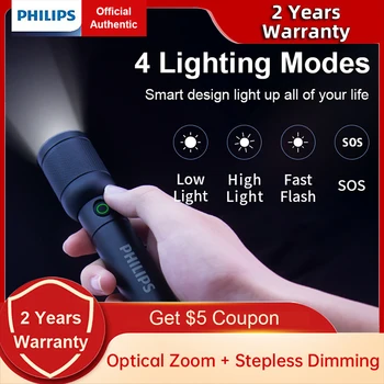 Philips SFL6168 Nešiojamas Žibintuvėlis Optinis Priartinimas Fotoblykstės Mizi USB-C Įkrovimo Kempingas Žibintai