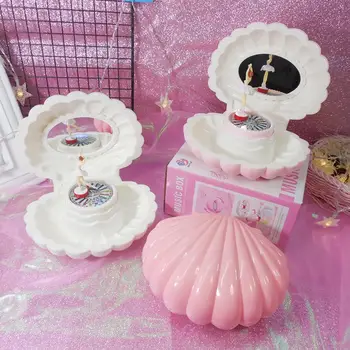 Pink Shell Formos Sukasi Mergina LED Mirksi Music Box Muzikinis Žaislas Vaikams Kalėdų Dovana