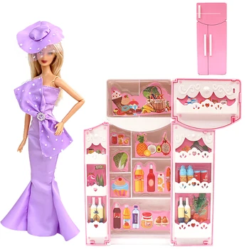 Prabangus Rožinės Spalvos Šaldytuvas Imitacija, Mini Šaldytuvas Kabineto Barbie Lėlės Kelly Lėlė Mergaitėms, Žaisliniai Baldai Vaikams, Žaislai