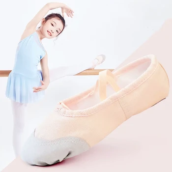 Profesionalus kūdikių mergaičių vaikai medvilnės drobės minkšti baleto šokių pratybų batai, sporto salė Baleto šokėja, balerina