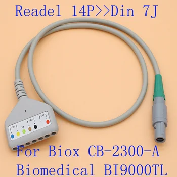 Push-pull savaiminio fiksavimo readel 14P din 7 EKG derivacijų EKG holter multi-link kamieno kabelis Biomedicinos BI9000TL/Biox CB-2300-A.