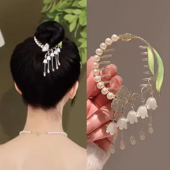 Retro Gėlių Pakraštyje Plaukai Surišti Į Uodegą Sagtis Plaukų Įrašą Moterų Korėjos Coiffure Plaukų Kortelės Rankena Įrašą Elegantiškas Plaukų Aksesuarų, Moterų Galvos Apdangalai