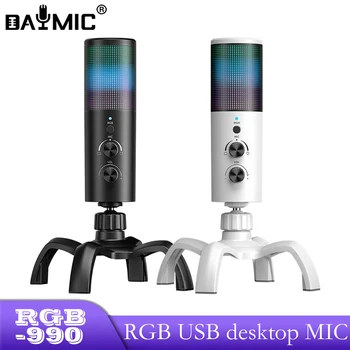 RGB-990 Vlogging USB Kompiuterio Mikrofonas Desktop PC Žaidimų Mic Už Tiktok Transliacijos Įrašymo Vokalas Balso Perkėlimai