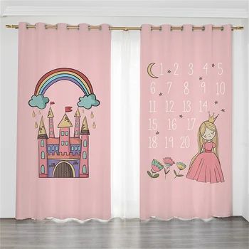 Rožinė Princesė Pilis Užuolaidos, Mergaitėms, Vaikams, Cartoon Miegamojo Langas Vaikų Skydelis Spausdinti Kūdikio Kambario Užuolaidas Kambarį
