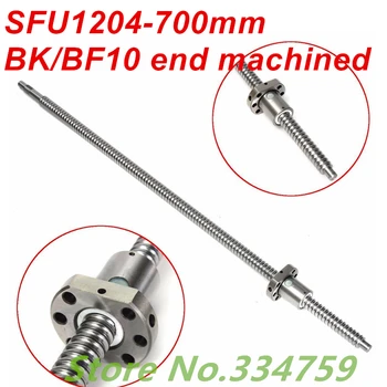 SFU1204 700mm Kamuolys Srew L 700mm Ballscrews +1pc 1204 kamuolys veržle BK/BF10 pabaigos naudojami CNC dalys