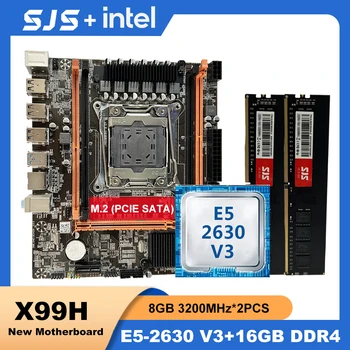 SJS X99 128 GB Plokštė Rinkinys Rinkinį Su LGA 2011-3 Xeon E5 2630 V3 CPU Procesorius DDR4 16 GB ( 2 x 8 gb) 3200MHz atmintis (RAM Atmintį M-ATX