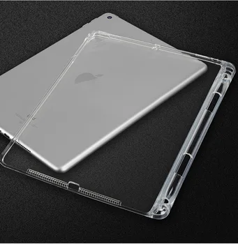 Skaidrus, iPad 10.2 7 8 Mini 2 3 4 5 9.7 2018 Pro 10.5 11 Oro 2 3 4 Pieštukas Turėtojas TPU Silicio Atgal Tablet Atveju