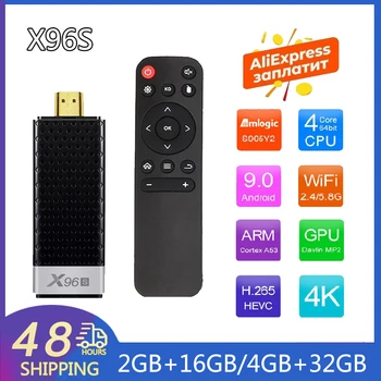 Smart TV Box X96S Stick 4k Android 9.0 2/4GB RAM DDR3 Mini TV Dongle Amlogic S905Y2 2.4 G&5G Wifi BT4.2 TVBOX Media Player