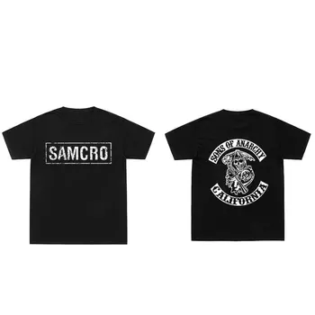 Sons of Anarchy SAMCRO Dvipusis Spausdinimas T Shirts Streetwear Harajuku Markės Dizaino Marškinėliai, Topai Naujas Vasaros Laisvi marškinėliai Vyrams