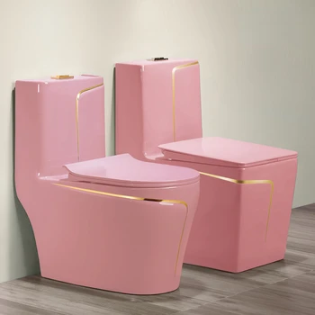 Spalvinga Namų Paprastosios Keramikos Sėdėti Tualete Light Luxury In Pink Tualetas Ultra-High Sifonas