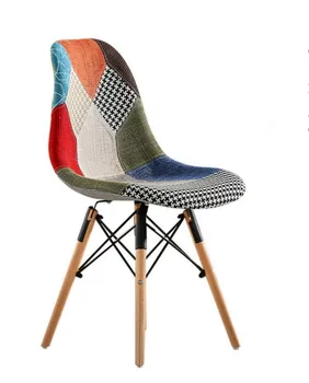 Spalvotų Modernaus Stiliaus Minkštų Pusėje Audinio Kėdės, Valgomojo Kėdės Kratinys Multi-pattern, Natūralaus Medžio, Kojos Valgomojo Kėdės