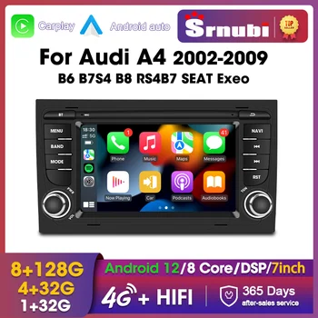 Srnubi 7 colių Android 12 Automobilio Radijo Audi A4 2003-2013 Multimedia Player CarPlay Auto GPS 4G Navigacijos Autoradio Galvos Vienetas