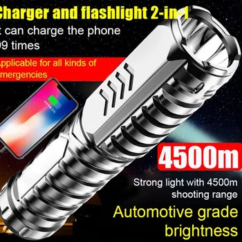 Stiprus Šviesos Nešiojamų FlashlightHigh-maitinimas USB Įkrovimo Priartinimas Paryškinti Taktinis Žibintuvėlis Lauko Apšvietimas, Blykstė