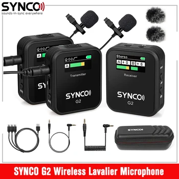 SYNCO G2A2 G2A1 Mikrofonas Bevielis Lavalier Mic Sistemos Garso Namuose Studija dėl Išmaniojo telefono Lentelė DSLR Fotoaparatas realiu laiku Stebėti