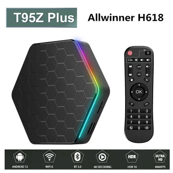 T95Z Plius TV Box Android12 Allwinner H618 2GB, 4GB RAM, 16GB 32GB 64GB ROM BT Wifi6 2.4 G/5G Wifi HDR 6K Media Player 